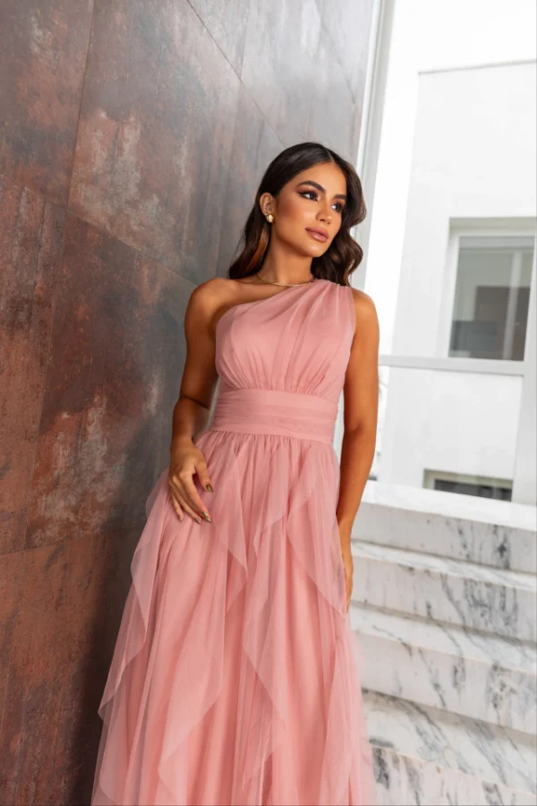 VESTIDO DE FESTA LONGO UM OMBRO SÓ SAIA CASCATA GUARUJÁ - Image 3