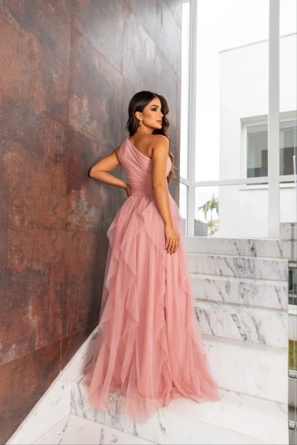 VESTIDO DE FESTA LONGO UM OMBRO SÓ SAIA CASCATA GUARUJÁ - Image 4